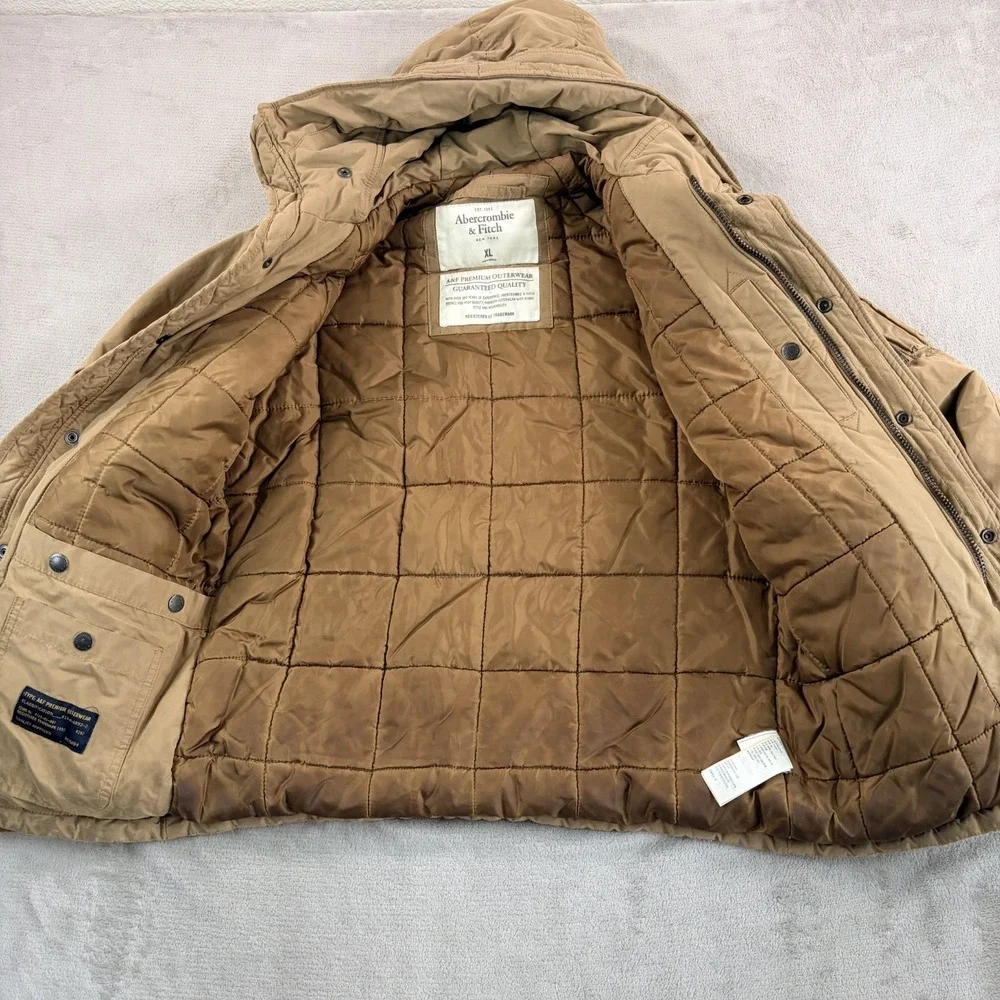 VTG Abercrombie & Fitch Quilt Lined Utility Parka Hooded Jacket Men XL Premium